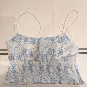 NWOT pacsun Blue and White Floral Spaghetti Strap Top
